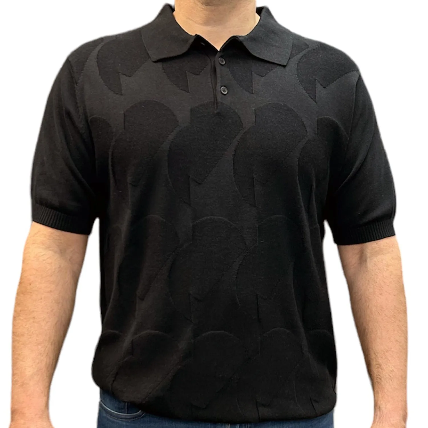 Lavane Short Sleeve Fancy Polo Shirt - Black