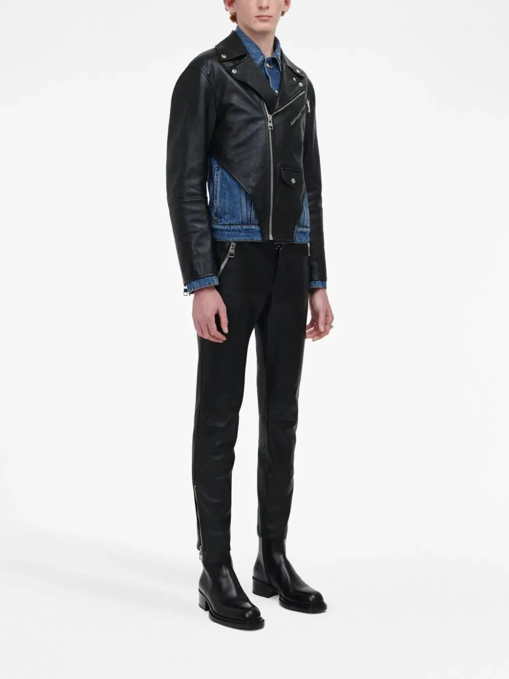 Leather Panelled Denim Jacket