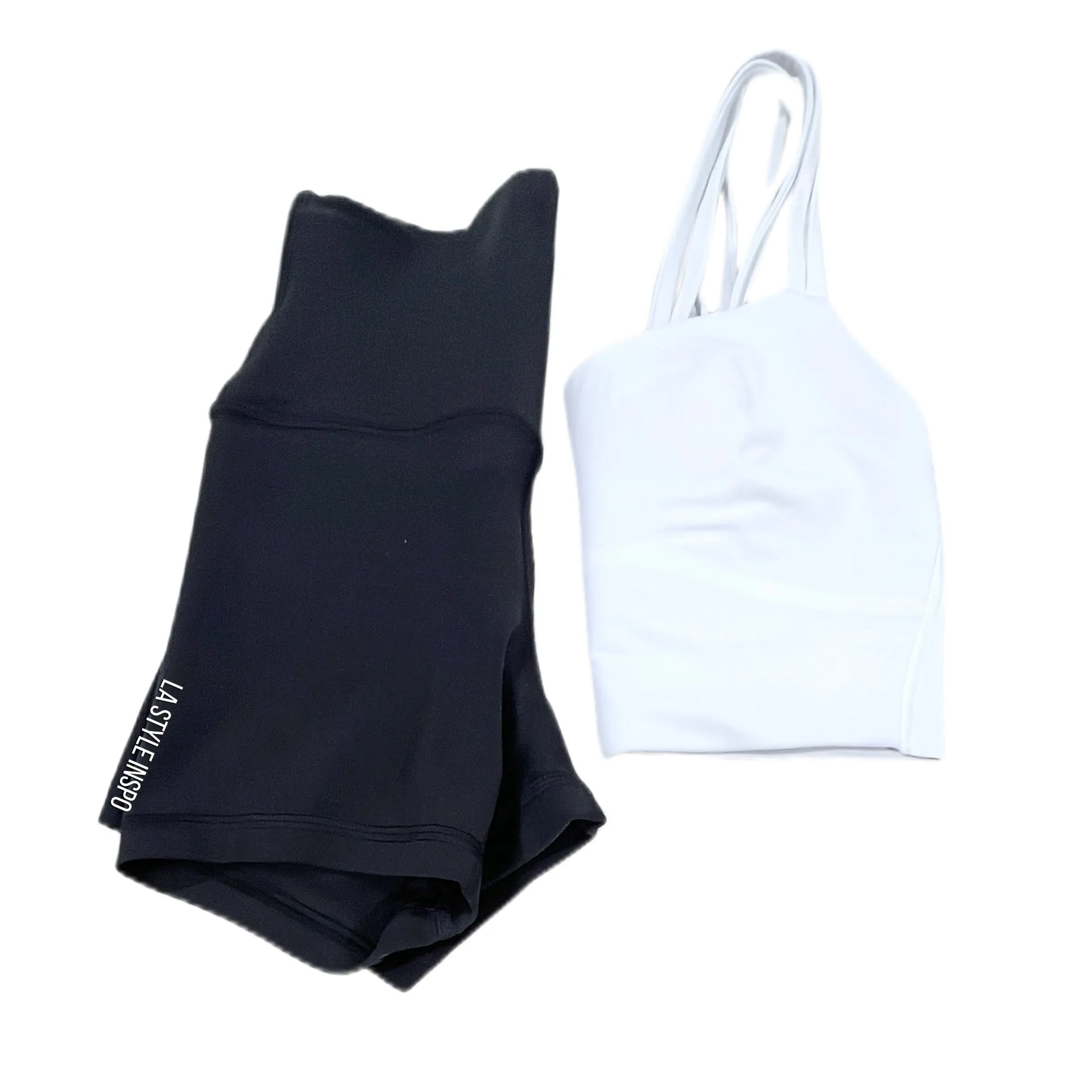 Lululemon Outfit Set 2 PCS Align Shorts Black and Bra in White Sateen Size XS XXS