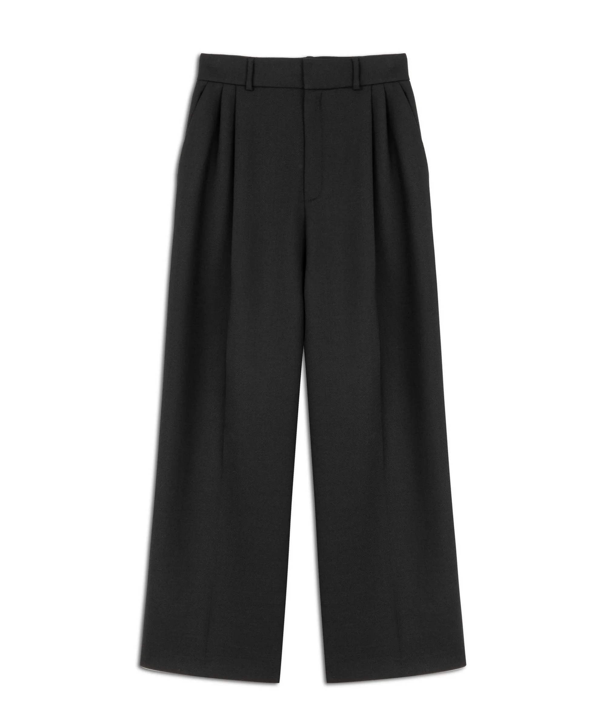 Machka Wool Blend Wide Cut Trousers Black