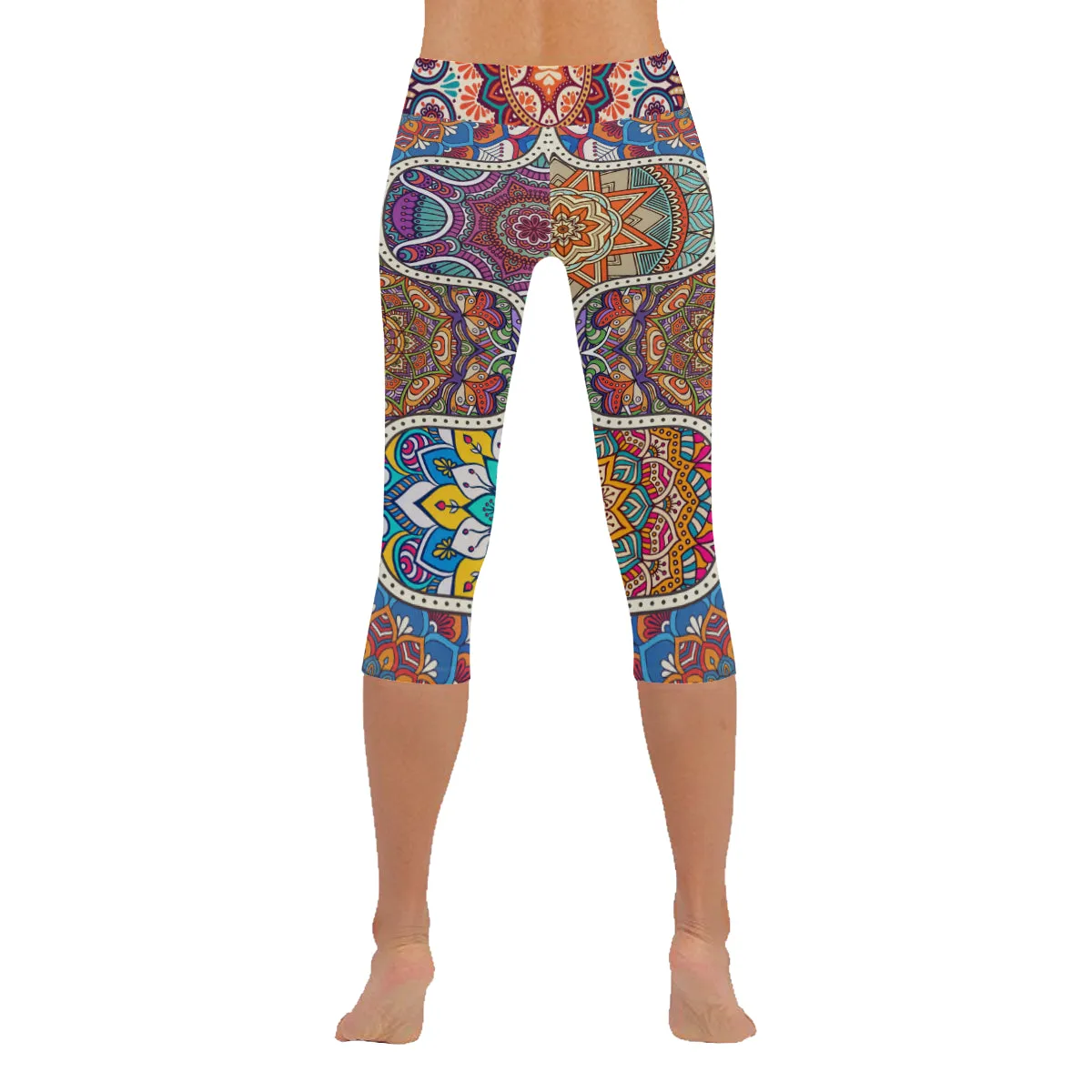 Mandala Seamless tile pattern Women's Low Rise Capri Leggings (Invisible Stitch)