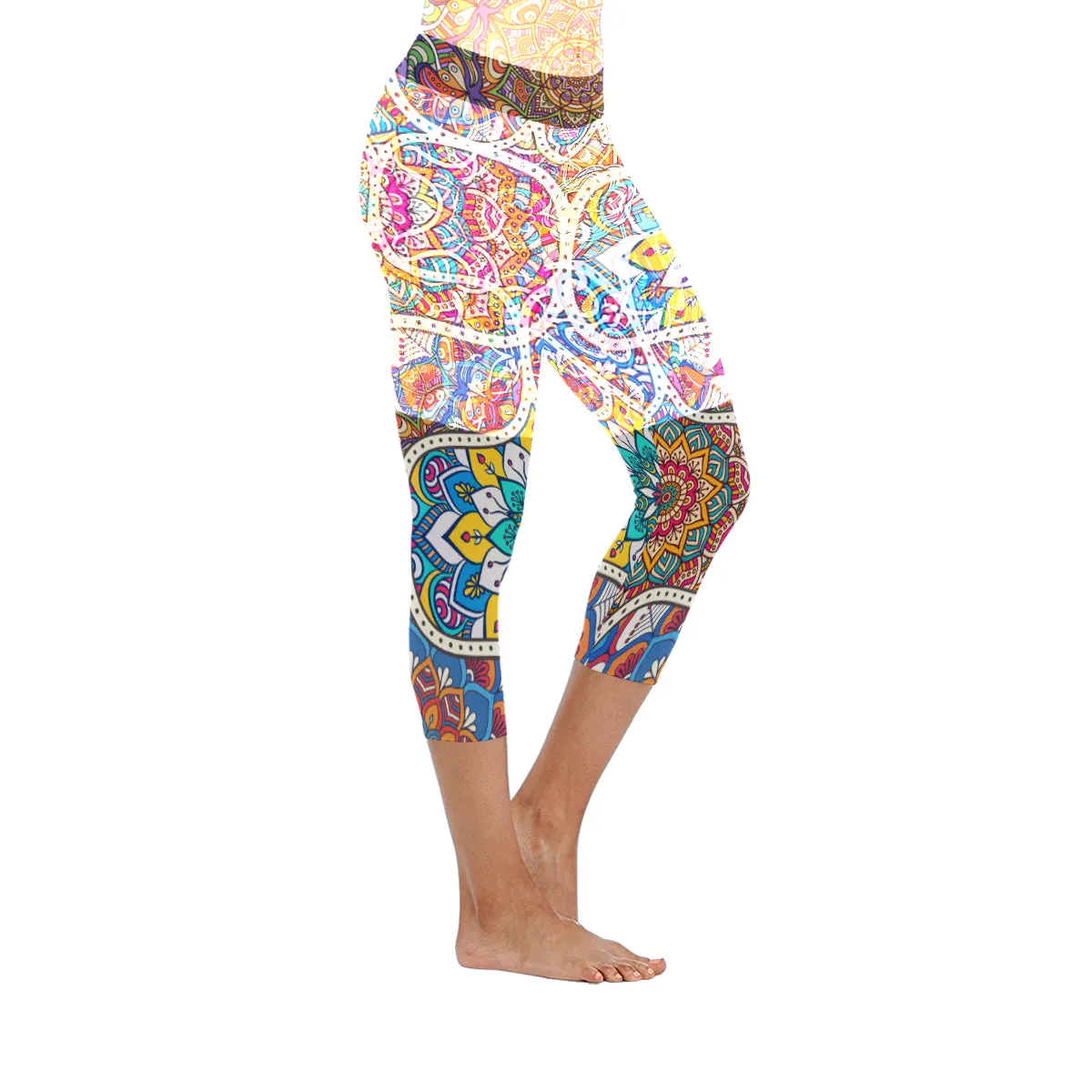 Mandala Seamless tile pattern Women's Low Rise Capri Leggings (Invisible Stitch)