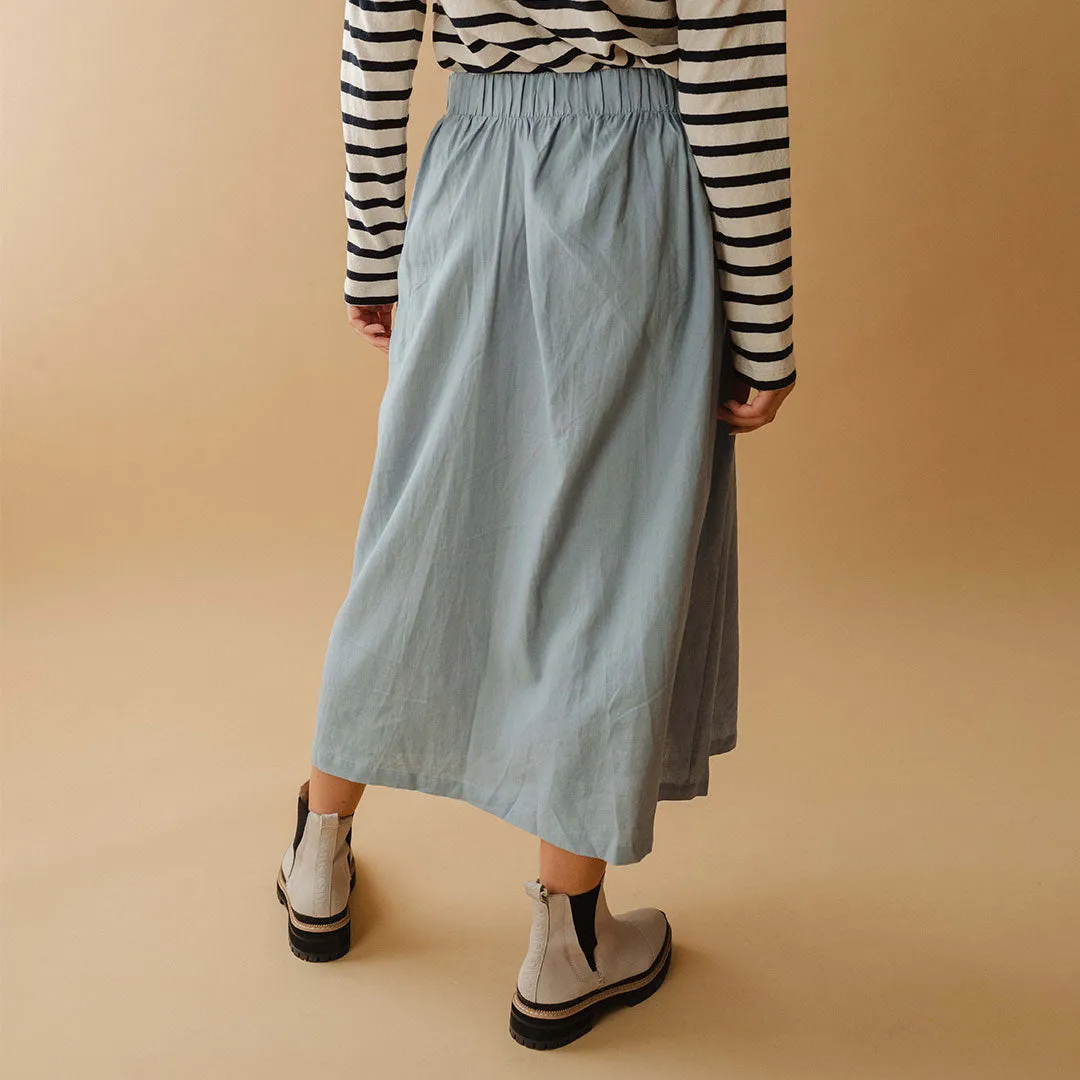 Maxi Button Skirt, Blue