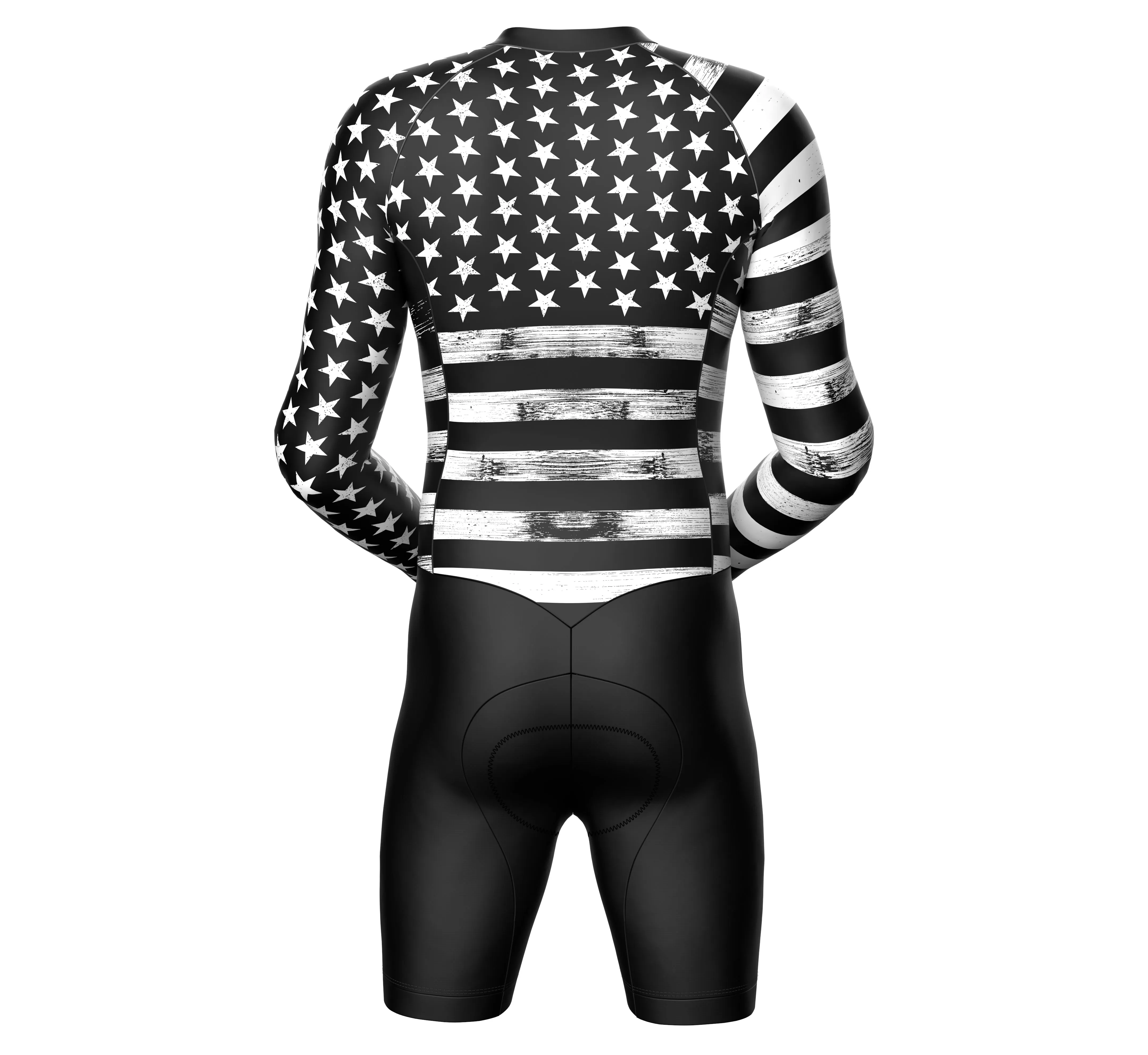 Men Black Us Flag Thermal Cycling Suit