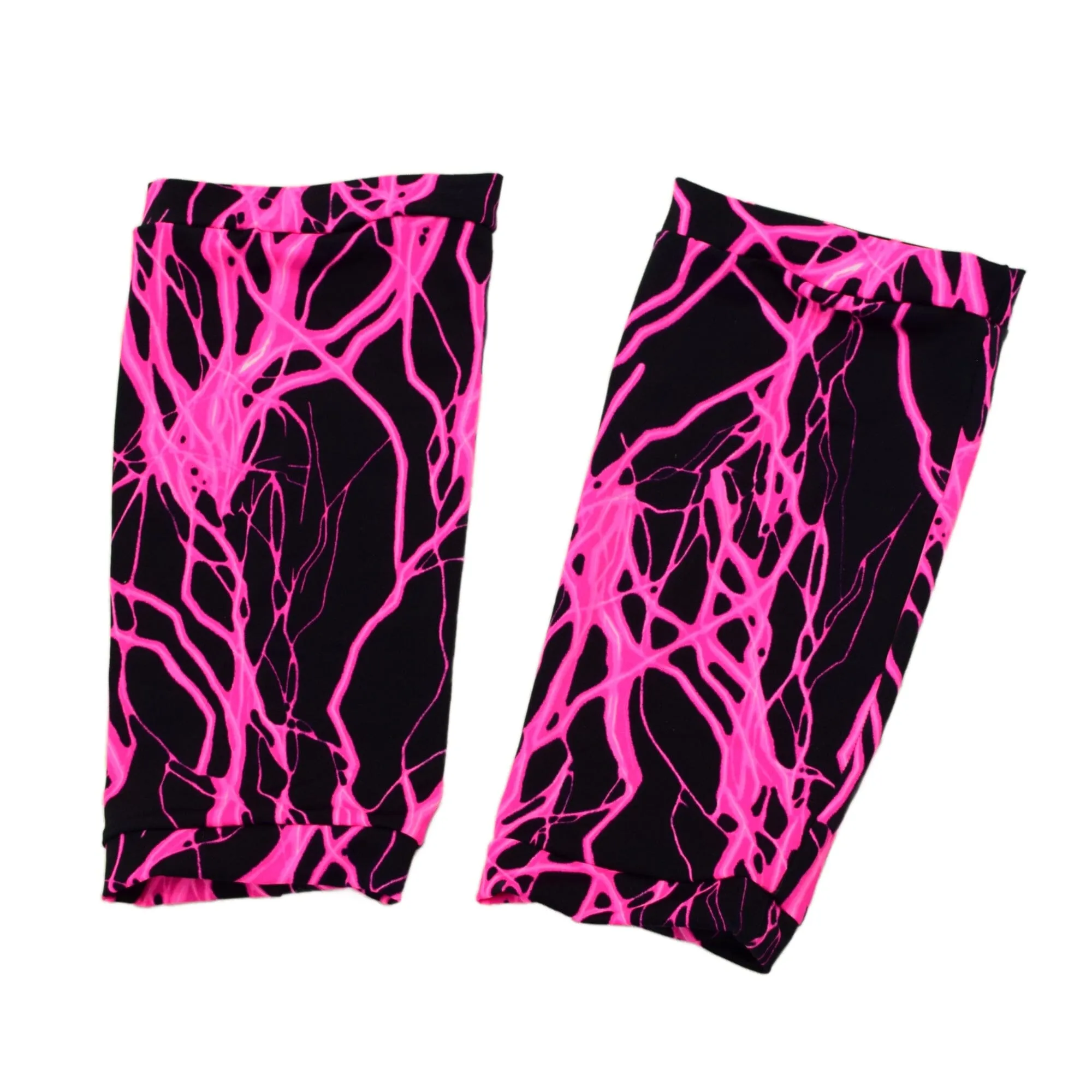 Mens or Womens Neon Pink Lightning Wrestling Knee Pad Covers