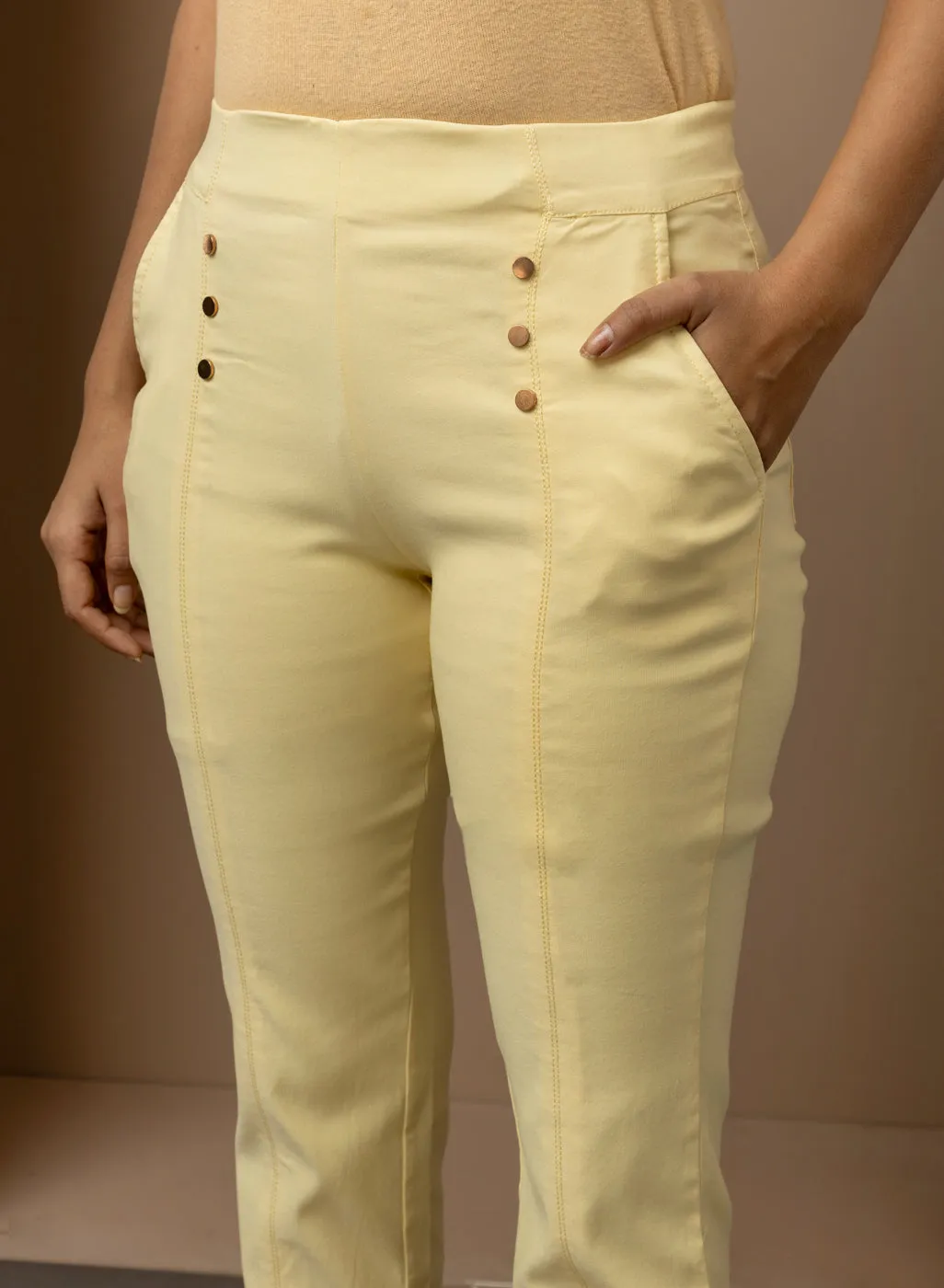 Mustard Regular Plain Capri