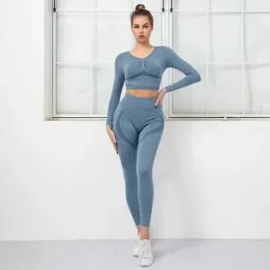 New Fashion 10 Color High Waist Seamless Women's Fitness Set