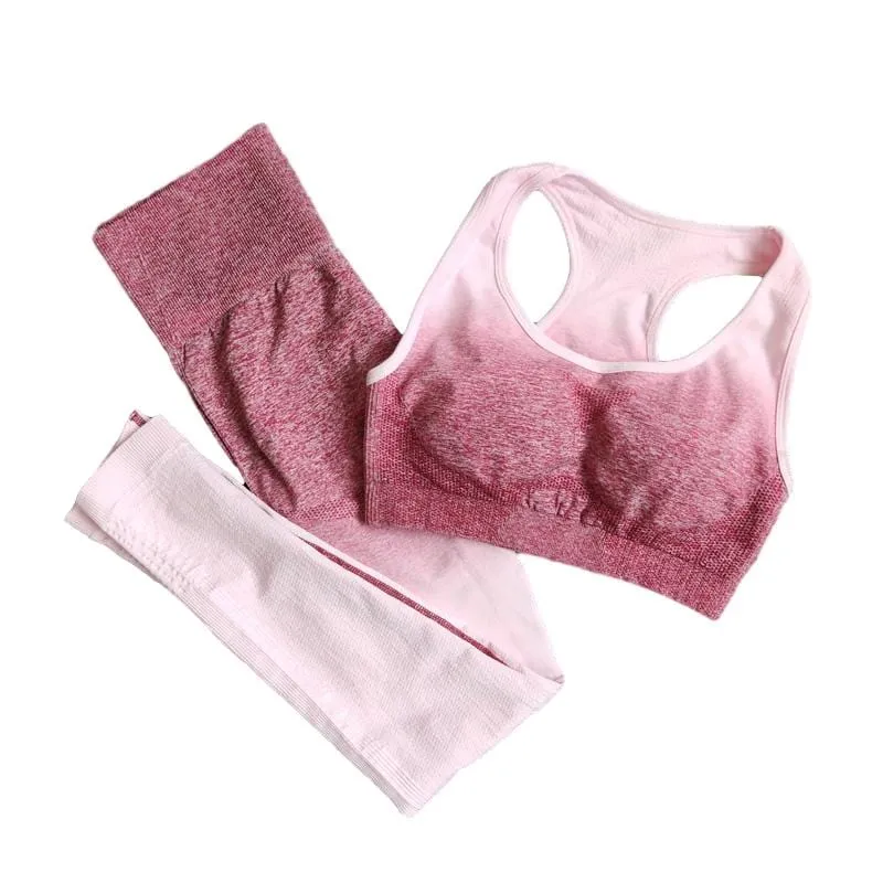 Ombre Sports Bra and Leggings Yoga Set