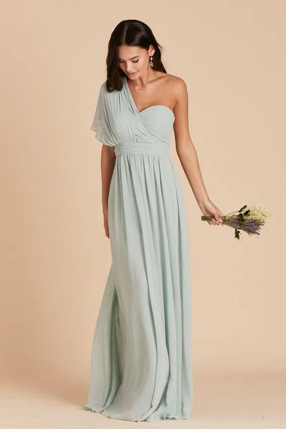 PastelGreen One-Shoulder Gown