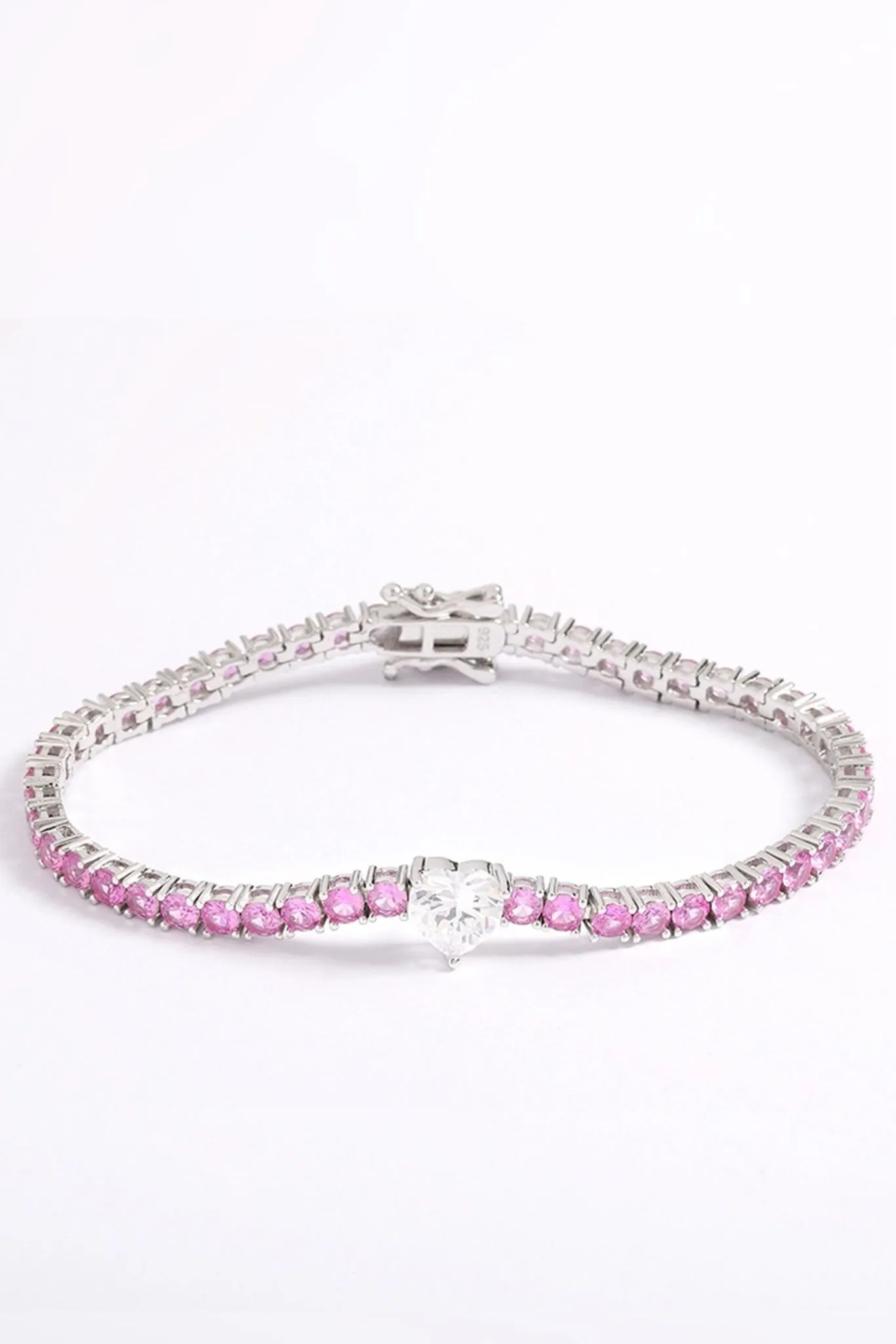 Pink Heart Tennis Bracelet