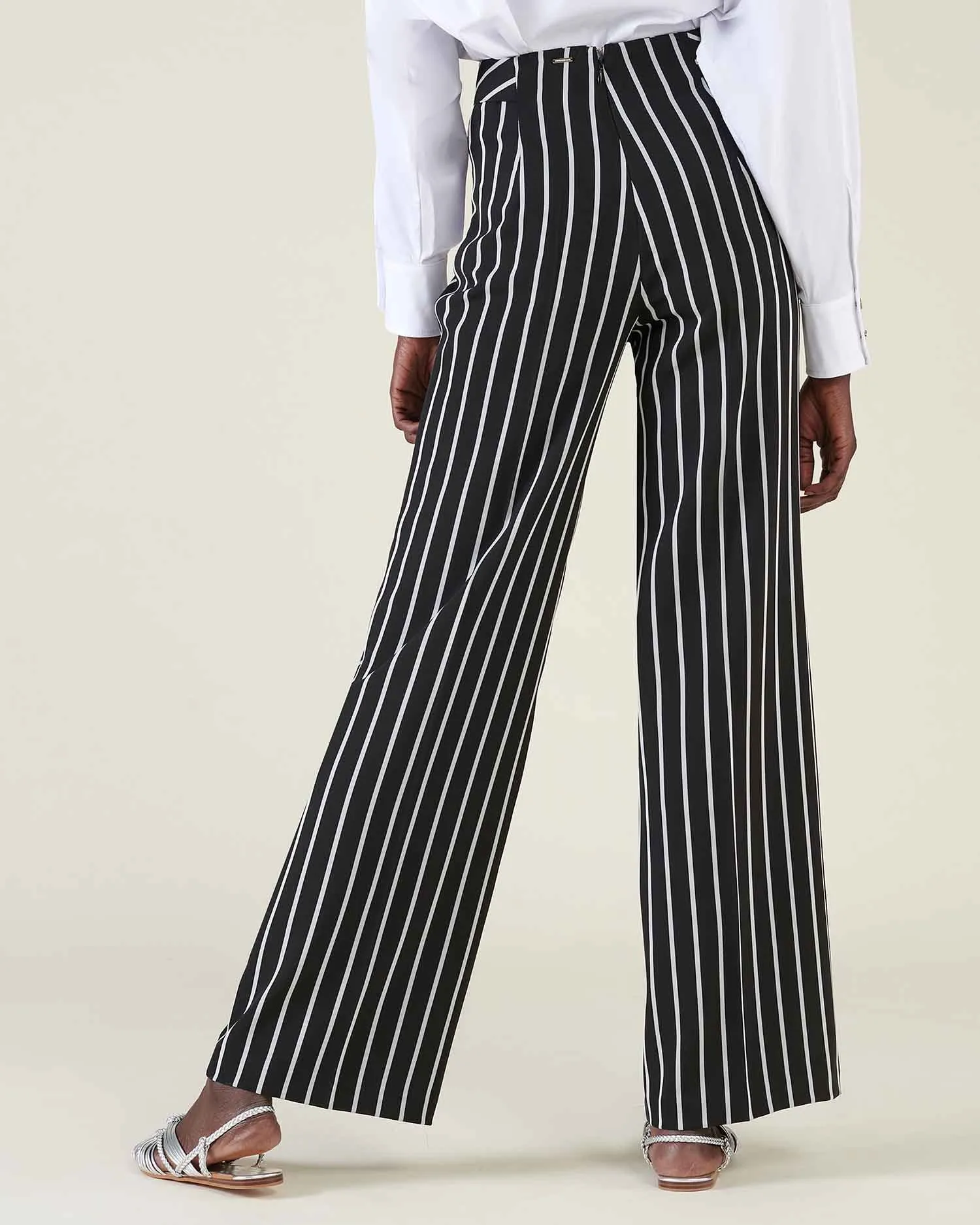 Pinstriped high waist trousers