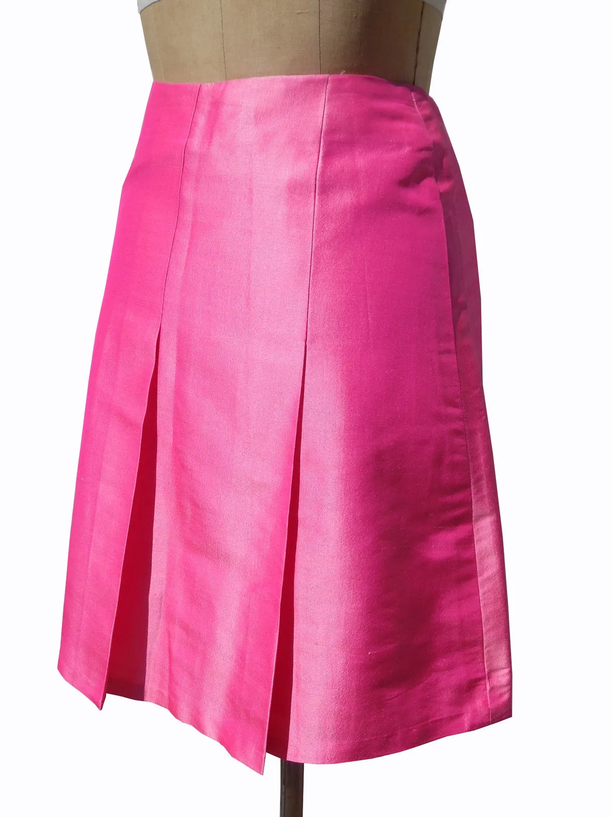 Pleated Cocktail Skirt Thai Silk Precious Pink