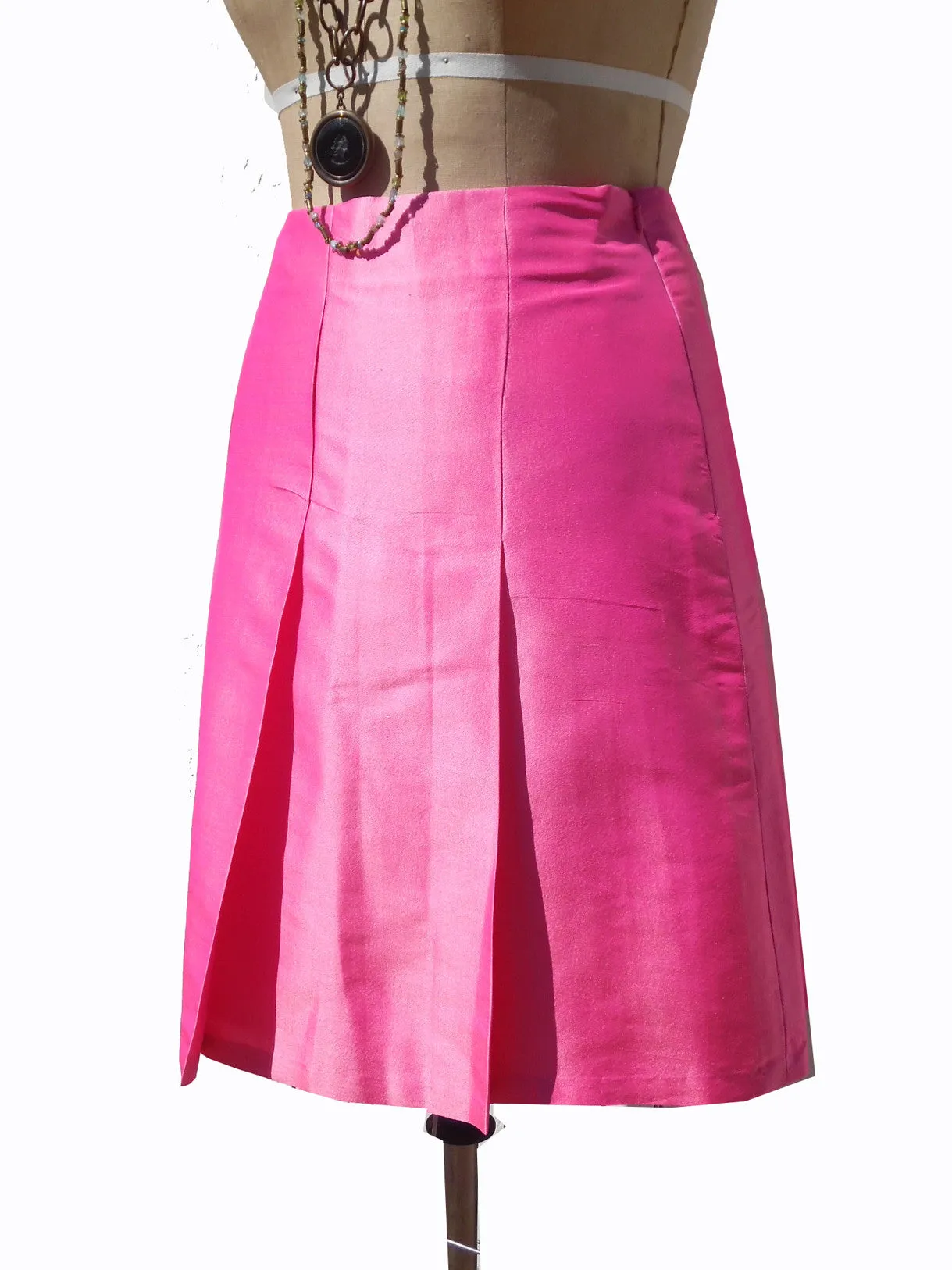 Pleated Cocktail Skirt Thai Silk Precious Pink