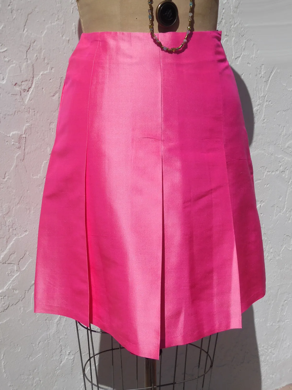 Pleated Cocktail Skirt Thai Silk Precious Pink