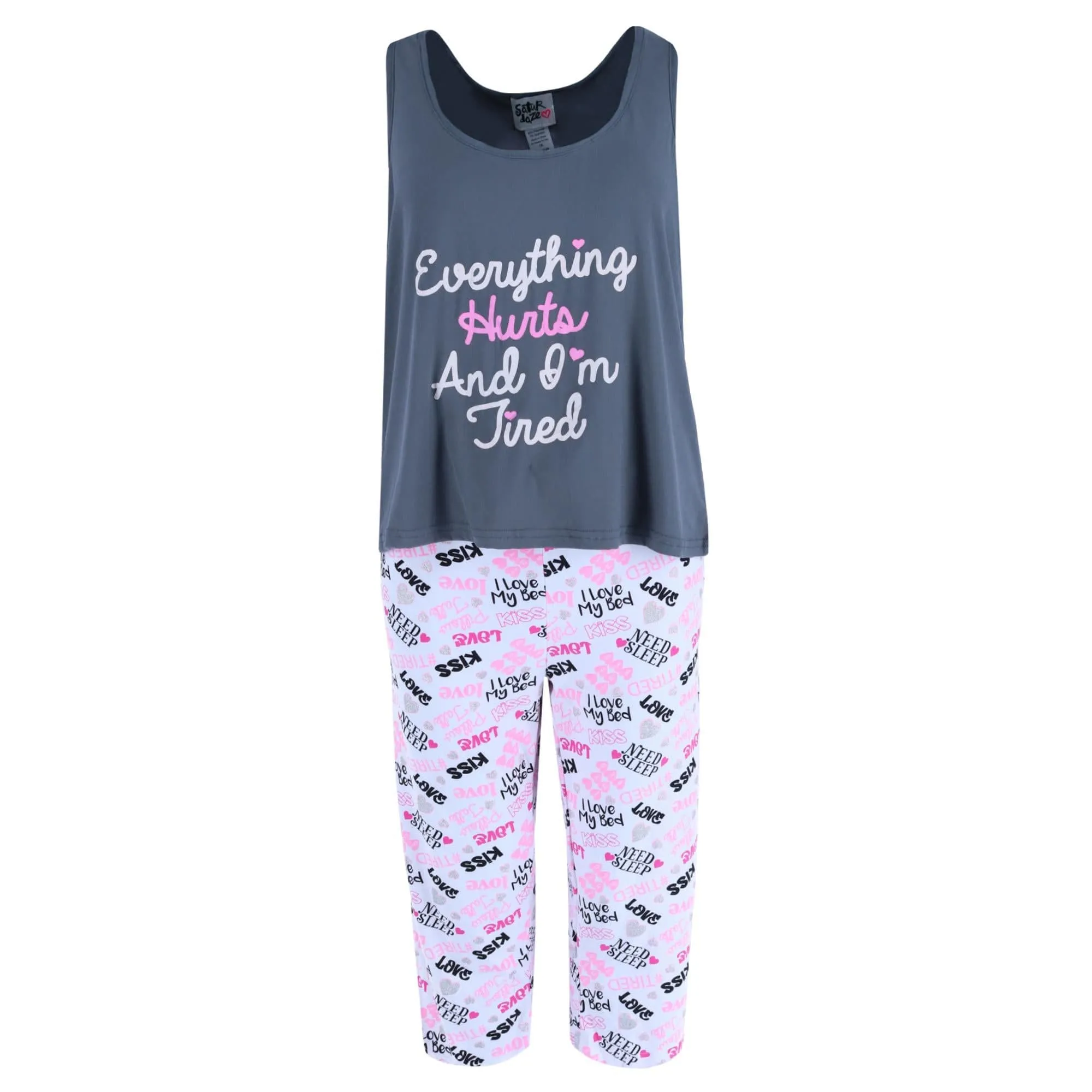 Saturdaze Women's Plus Size Everything Hurts & Tired Capri Set