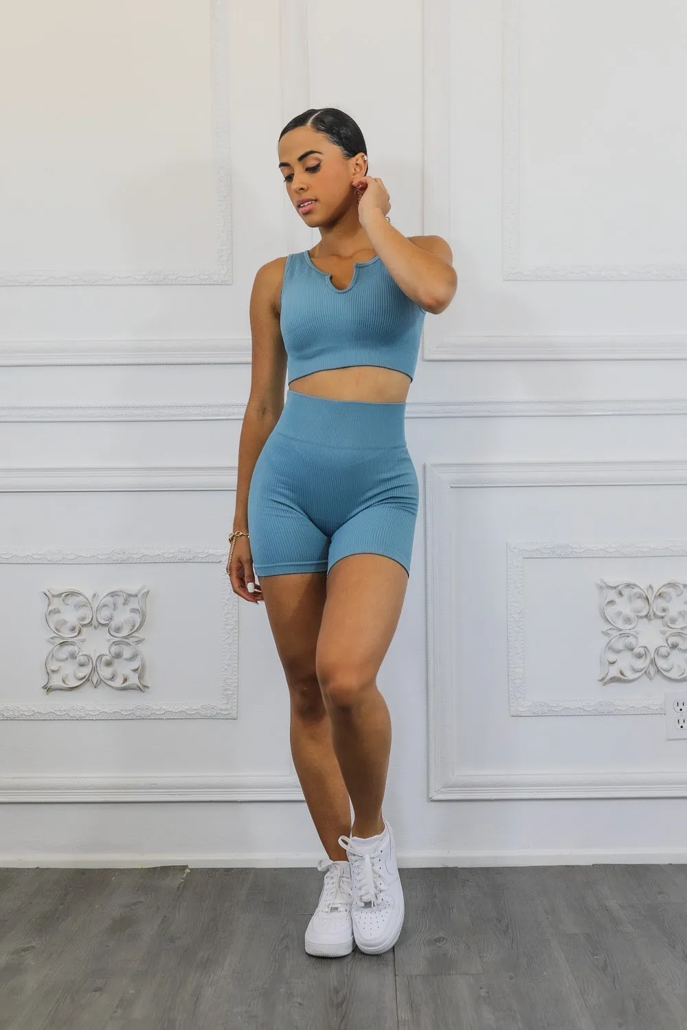 Seamless Ribbed Active Wear Two Piece Set - Perfect for an Everyday Active Lifestyle