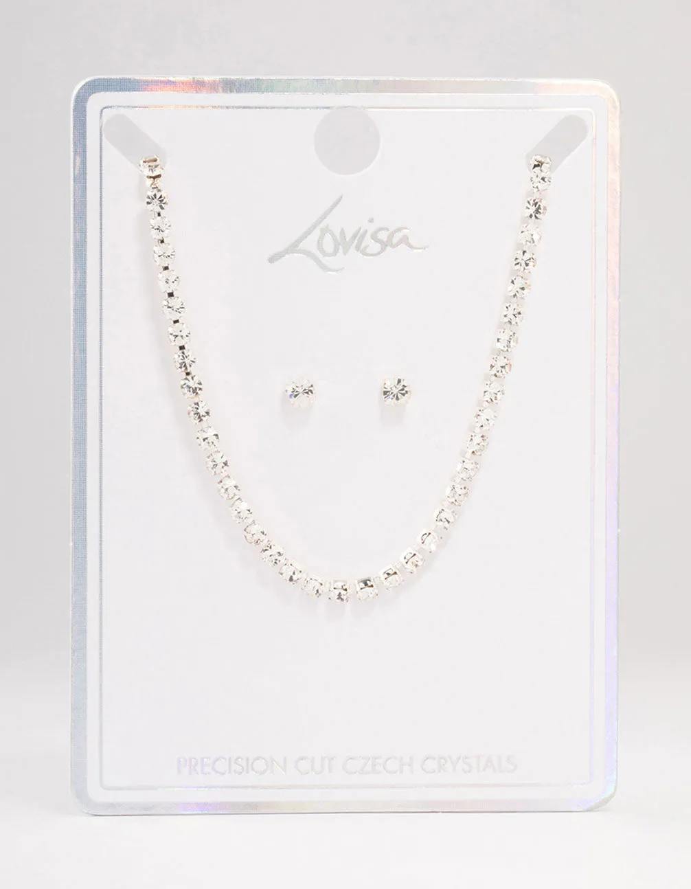 Silver Tennis Czech Crystal Necklace & Earring Set