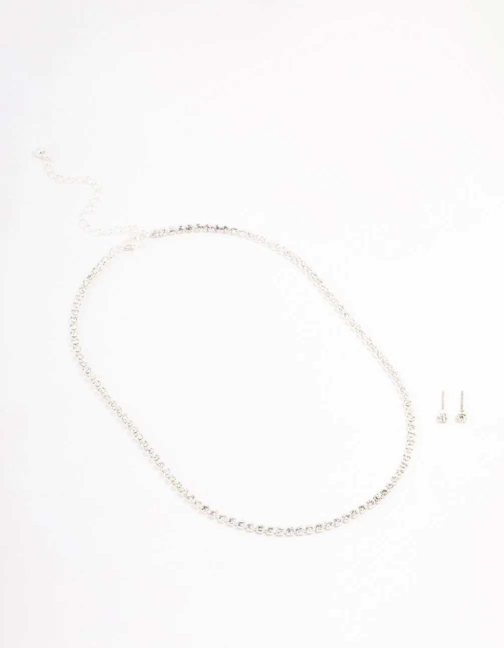 Silver Tennis Czech Crystal Necklace & Earring Set