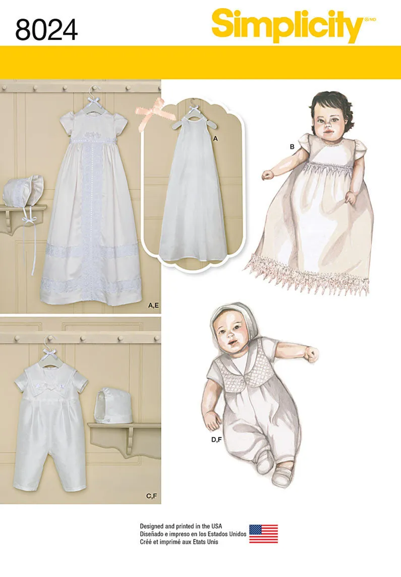 Simplicity Pattern 8024 classic christening gowns pattern