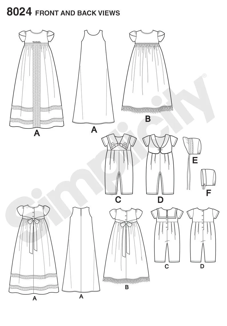 Simplicity Pattern 8024 classic christening gowns pattern