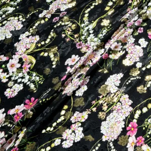 Snowdrop Printed Black Metallic Silk Jacquard