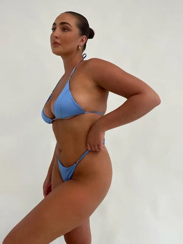 Solid Color 2 Piece Swimsuit with Wireless Bra