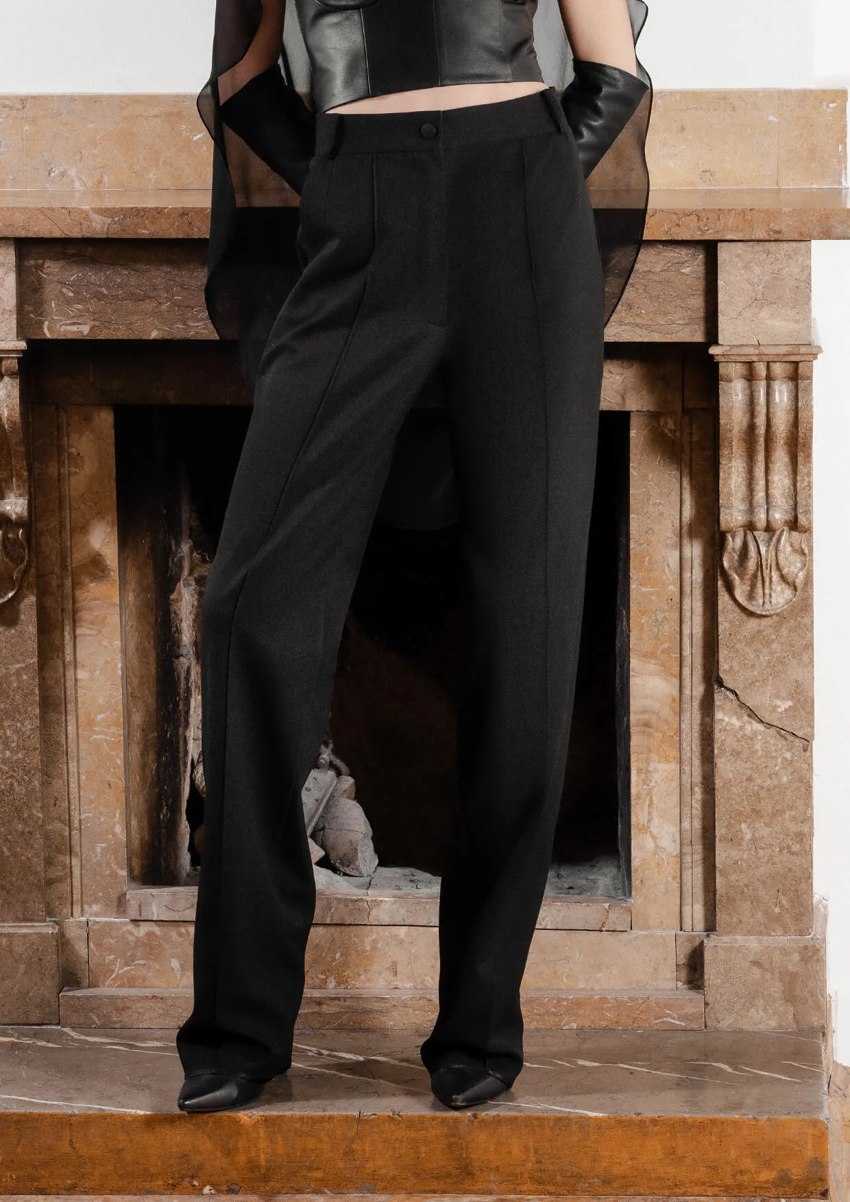 Straight-Leg Cotton-Mix Trousers