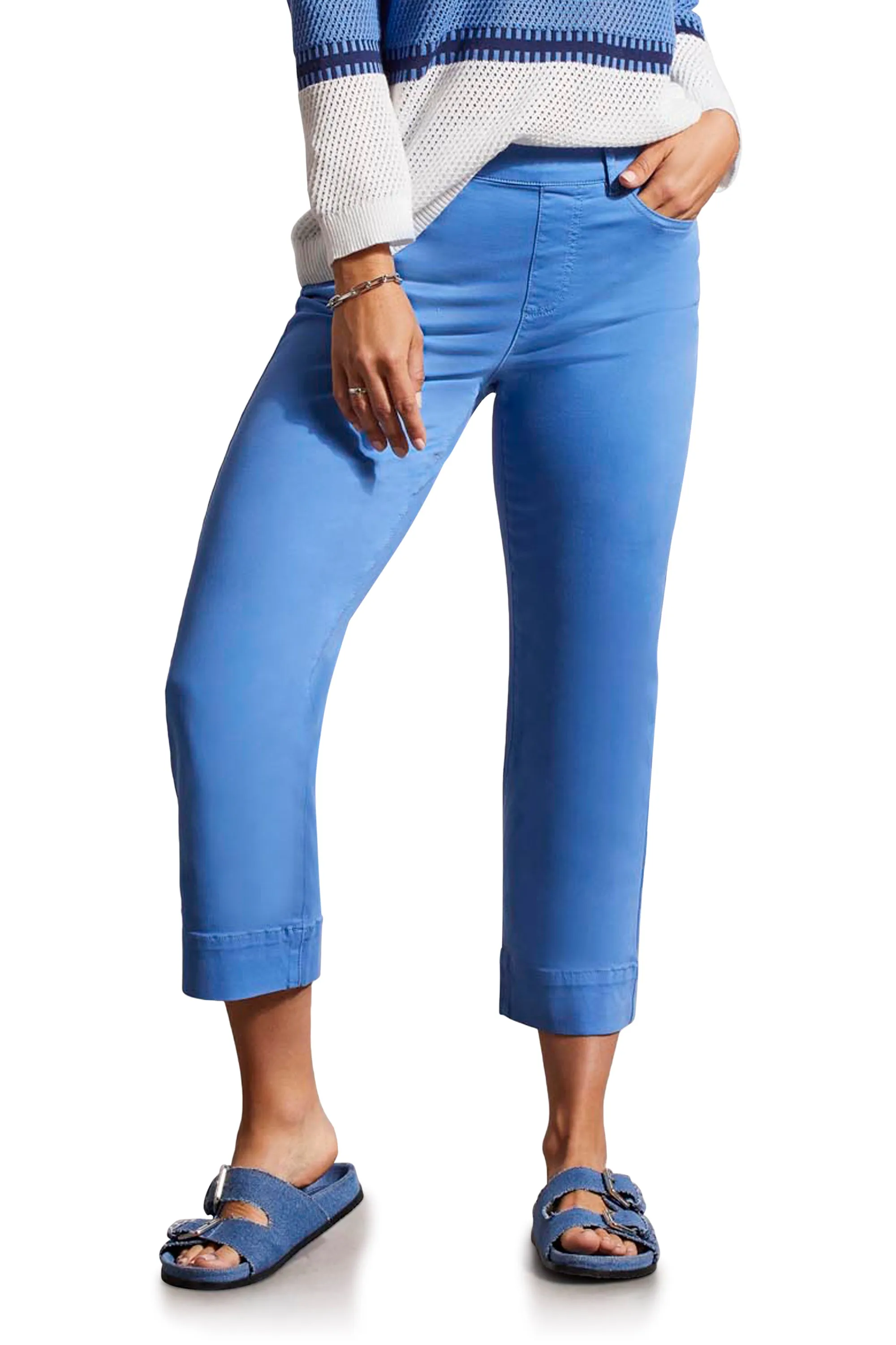 Stretch Denim Deep Hem Capri