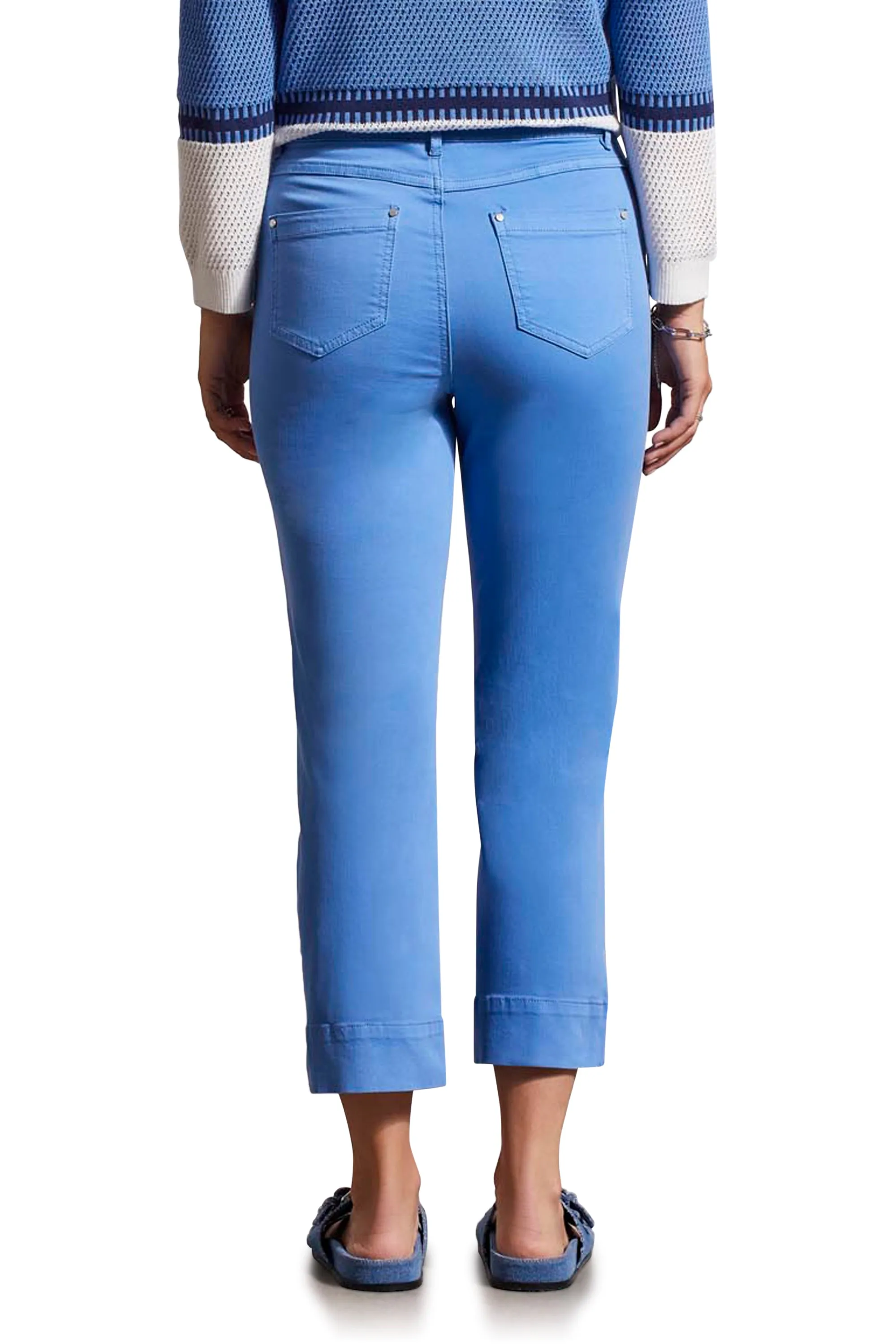 Stretch Denim Deep Hem Capri