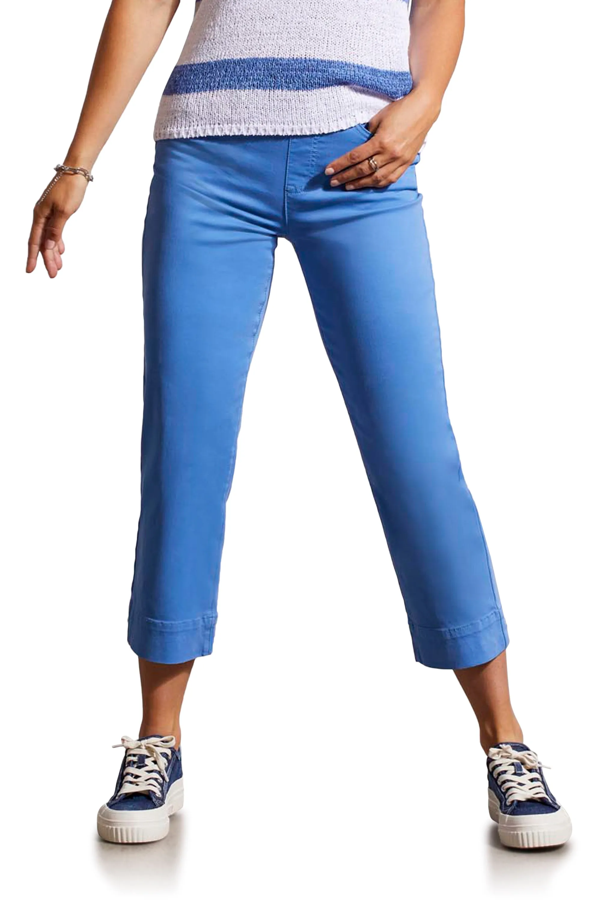 Stretch Denim Deep Hem Capri