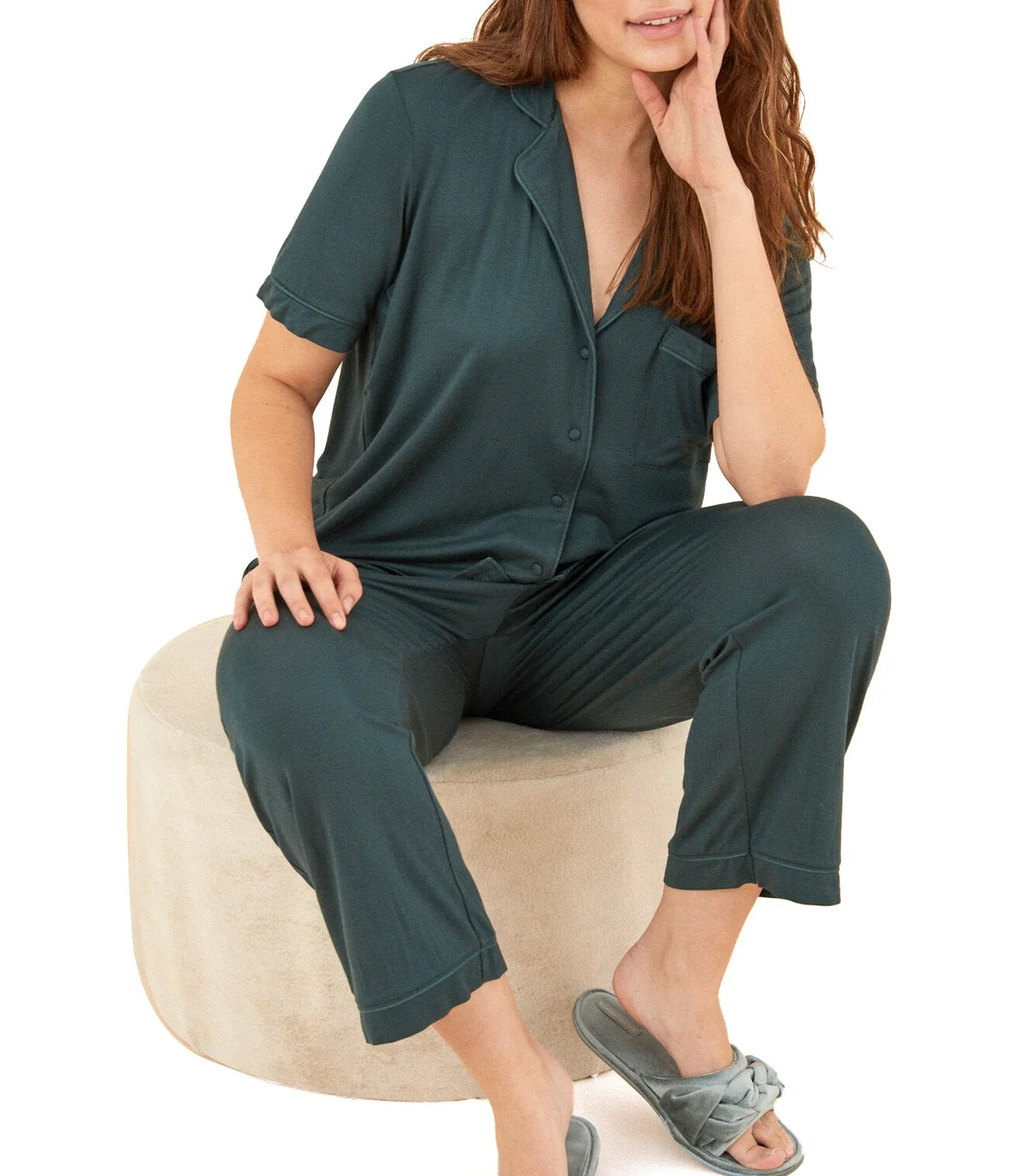 Super Soft Viscose Green Shirt Pajamas