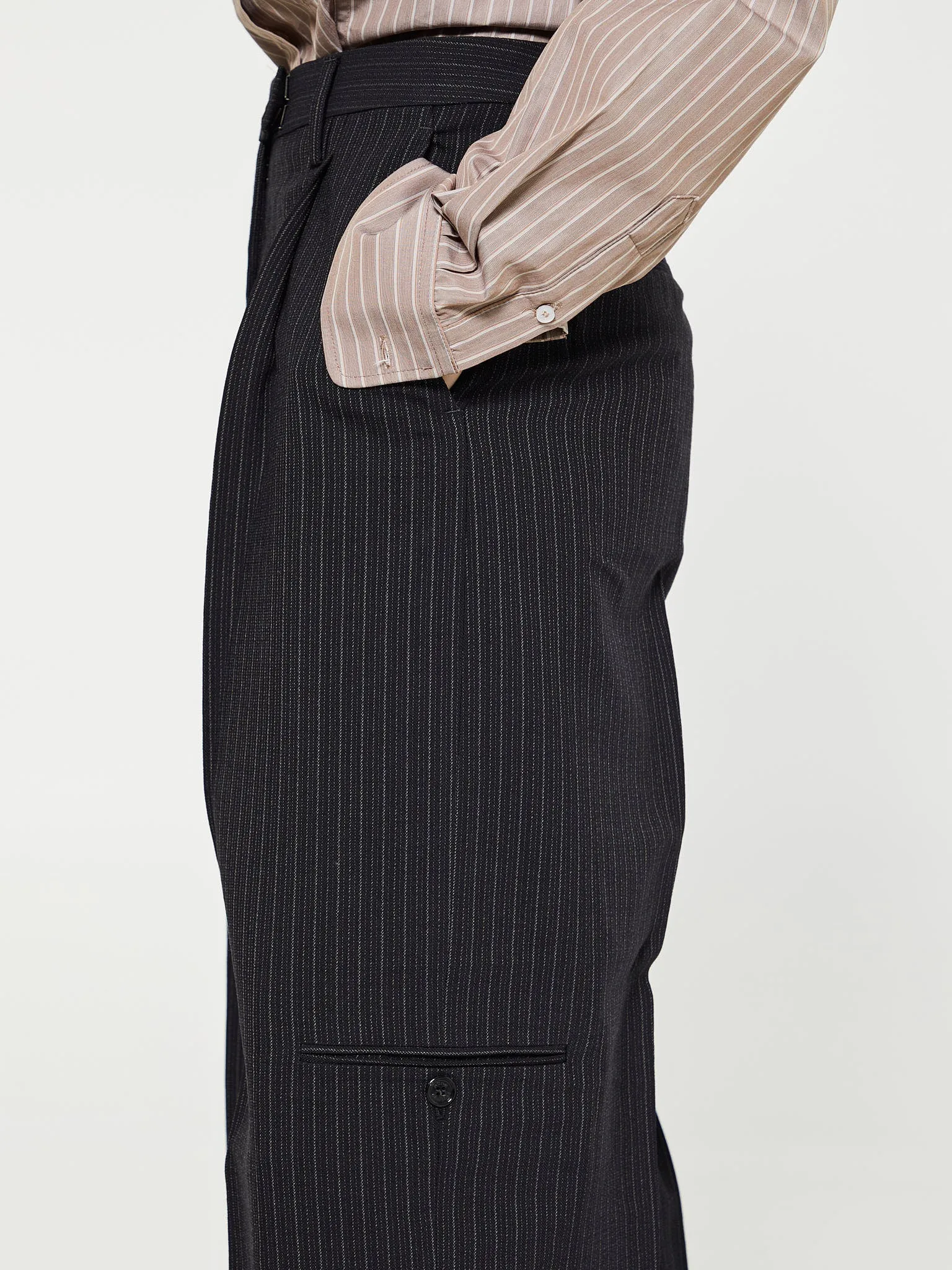 Tailored Pinstripe Trousers in Black