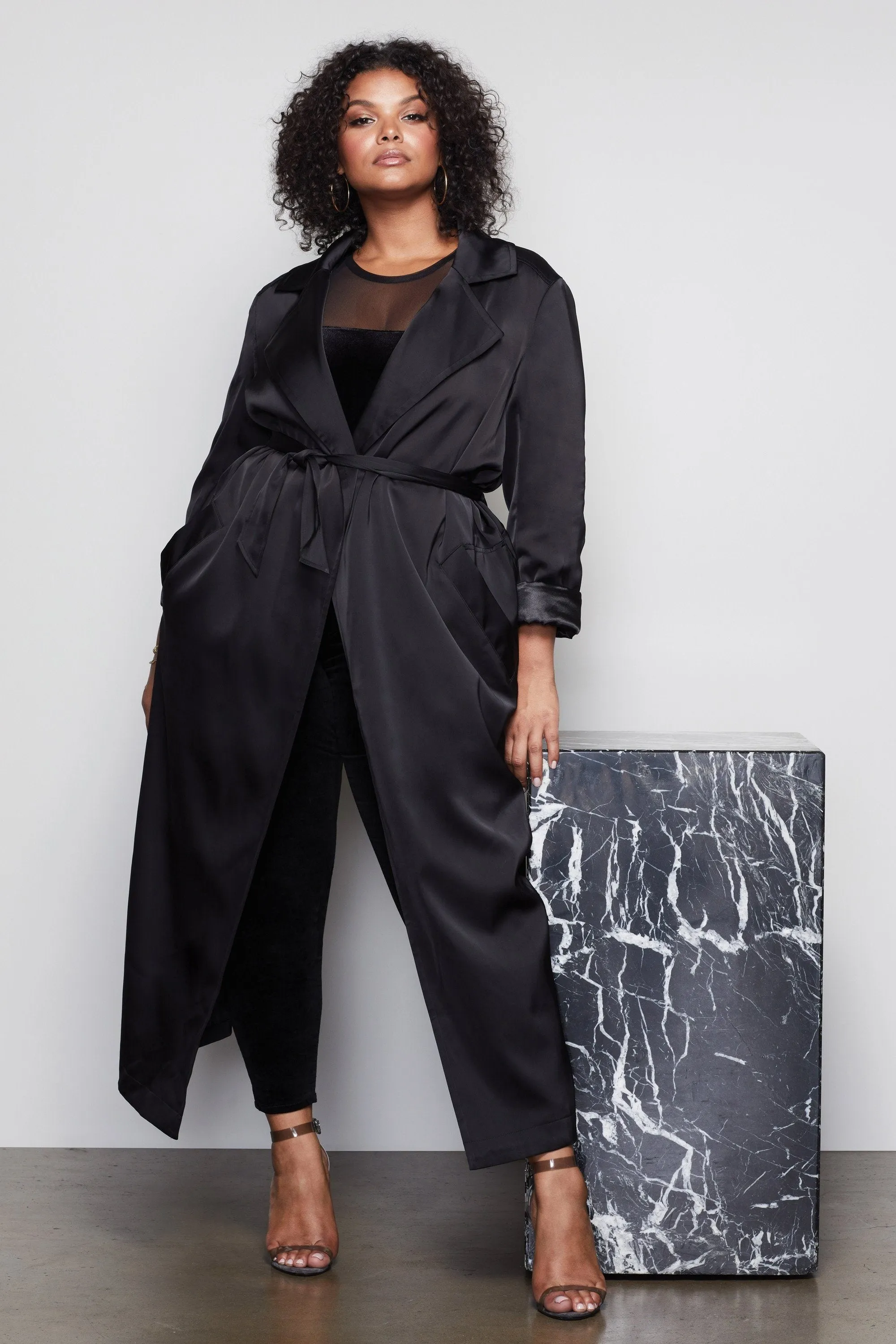 THE SATIN TRENCH | BLACK001