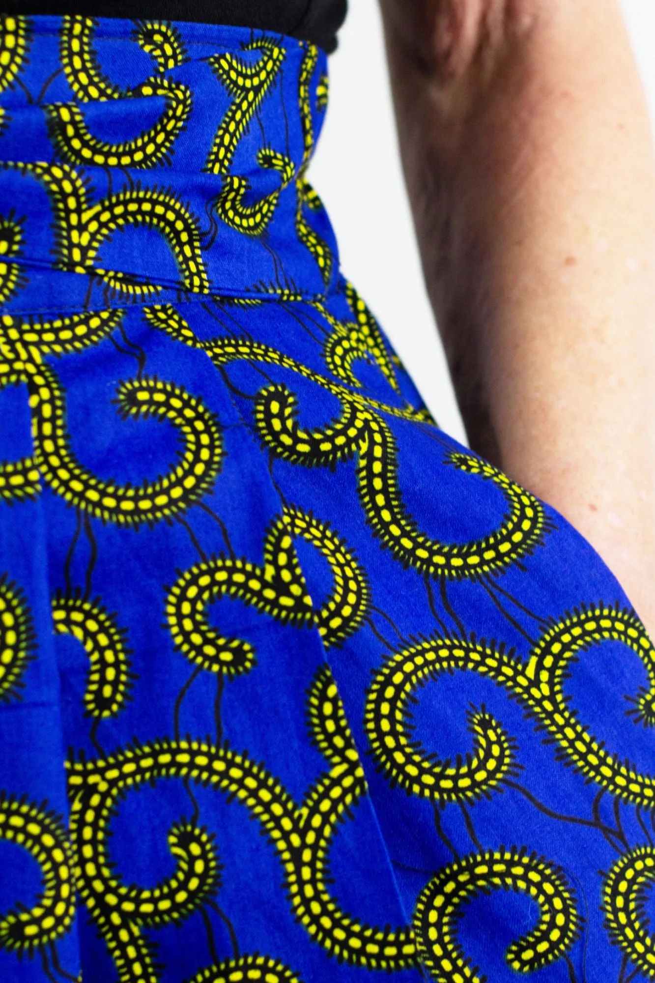 The Ultimate Phoebe Blue African Print Swirly Pleated Maxi Skirt