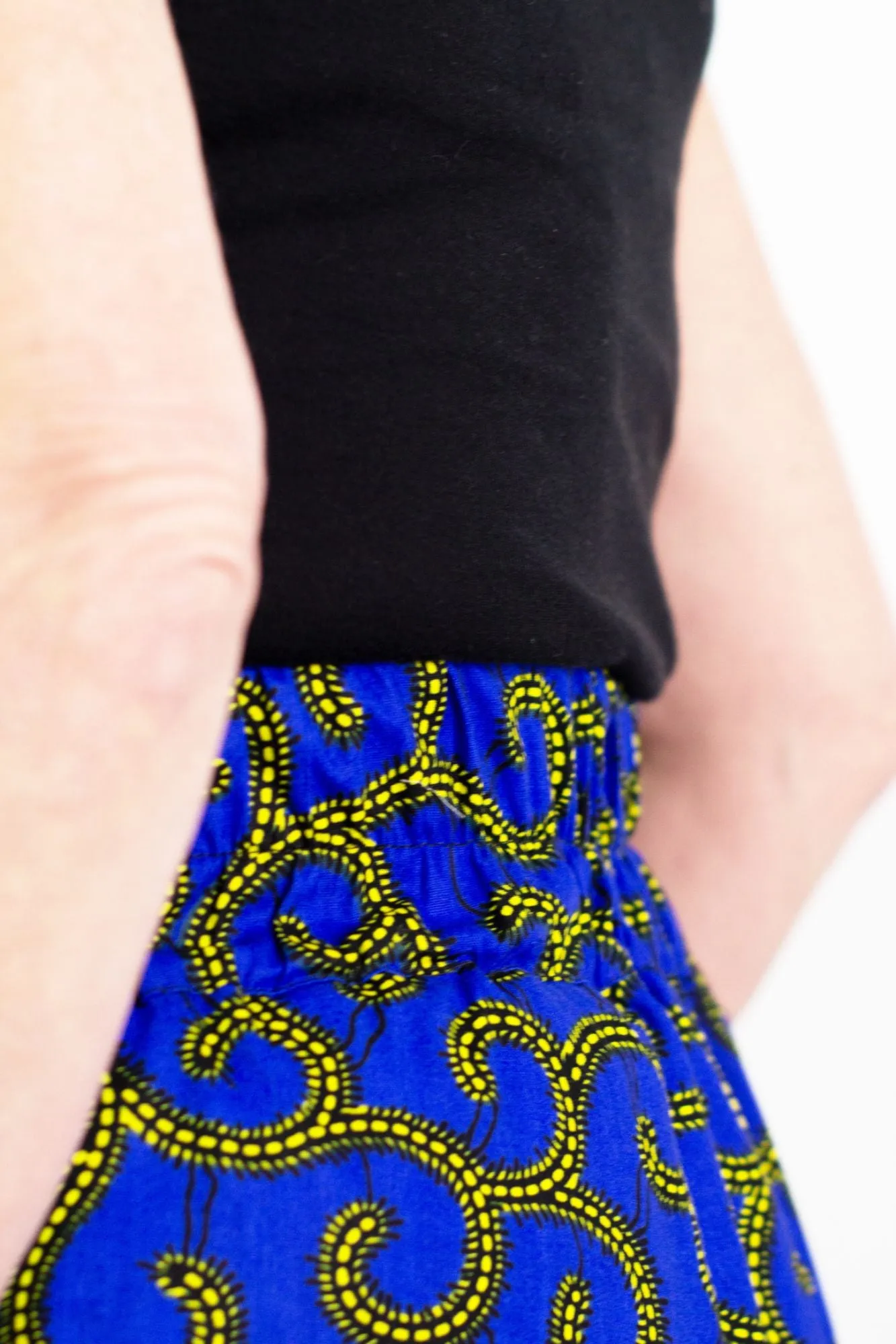 The Ultimate Phoebe Blue African Print Swirly Pleated Maxi Skirt