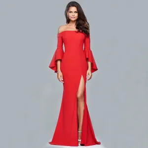 Valerie Flare Sleeves Off Shoulder Evening Dress