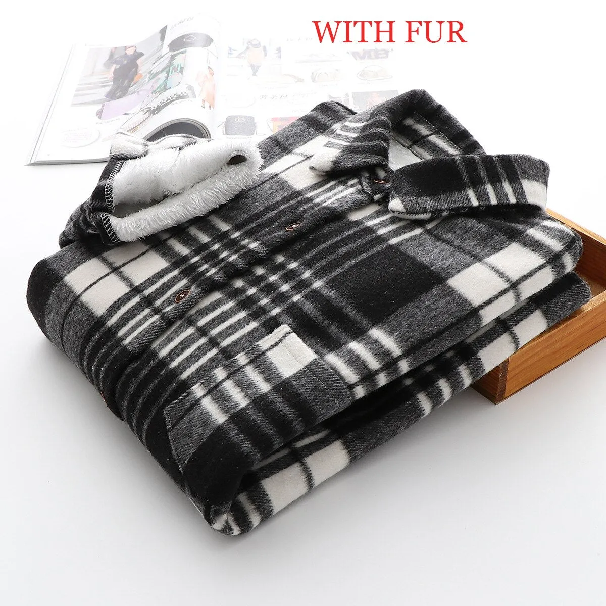 Velvet Thicken Plaid Shirts Blouses Autumn Winter Warm Shirts