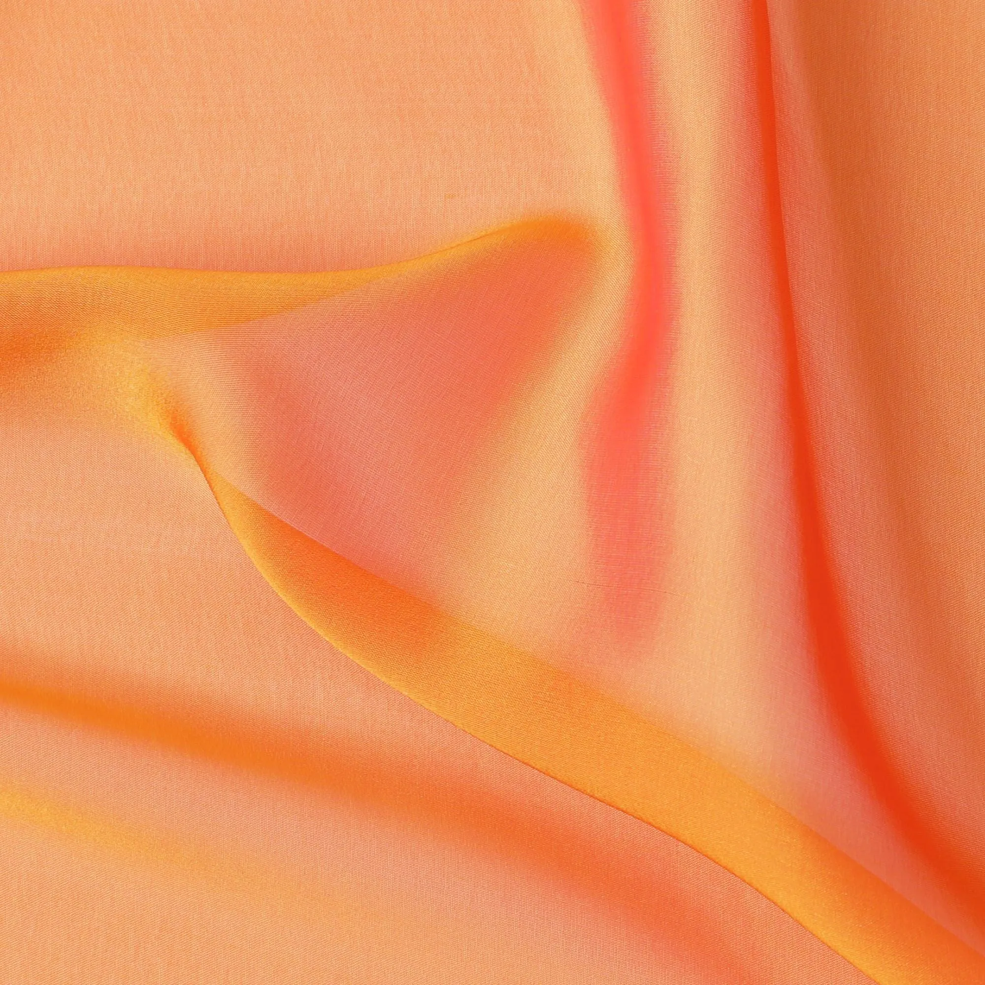 Vibrant Tangerine Silk Chiffon Fabric - Shop Online by Meter, 110cm Wide, Premium South Korean Textile-D18142