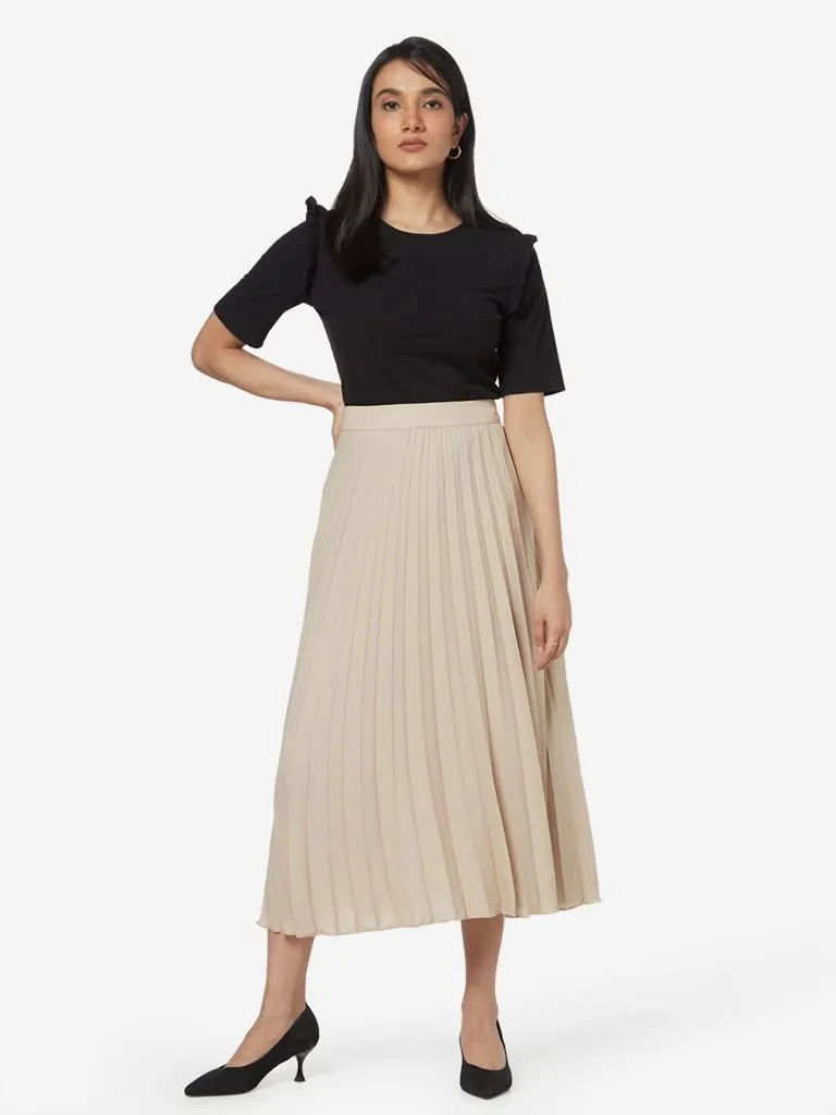 Wardrobe Beige Pleated Robe Skirt