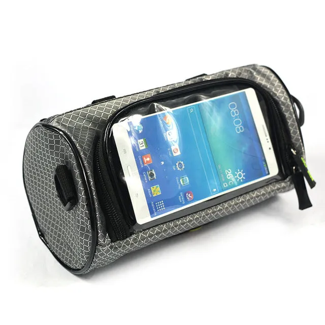 Waterproof Mountain Bike Bicycle Bags Panniers Touch Screen Cycling Phone Bag Case Road Bike Front Tube Handlebar Cylinder Bag