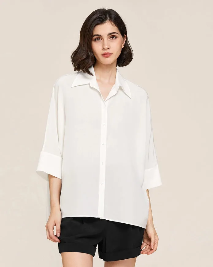 Weekend Oversize Silk Blouse Natural White