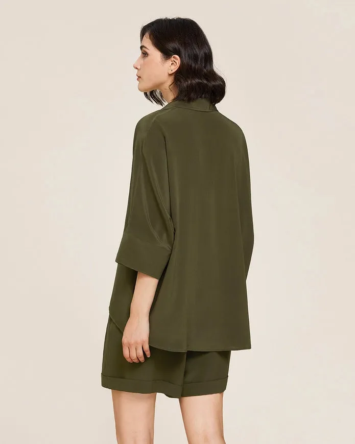 Weekend Oversize Silk Blouse Olive Green