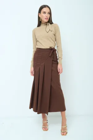 Wide-leg pleated wrap culottes wholesale