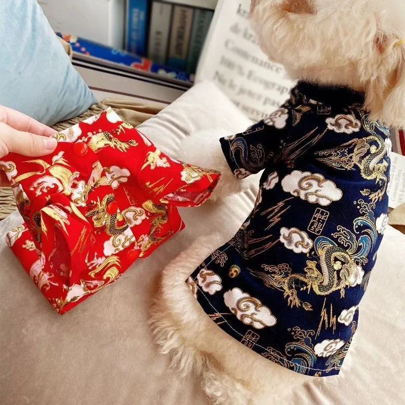 Winter Warm Dog Jacket  Chinese Styles Embroidery Clothes