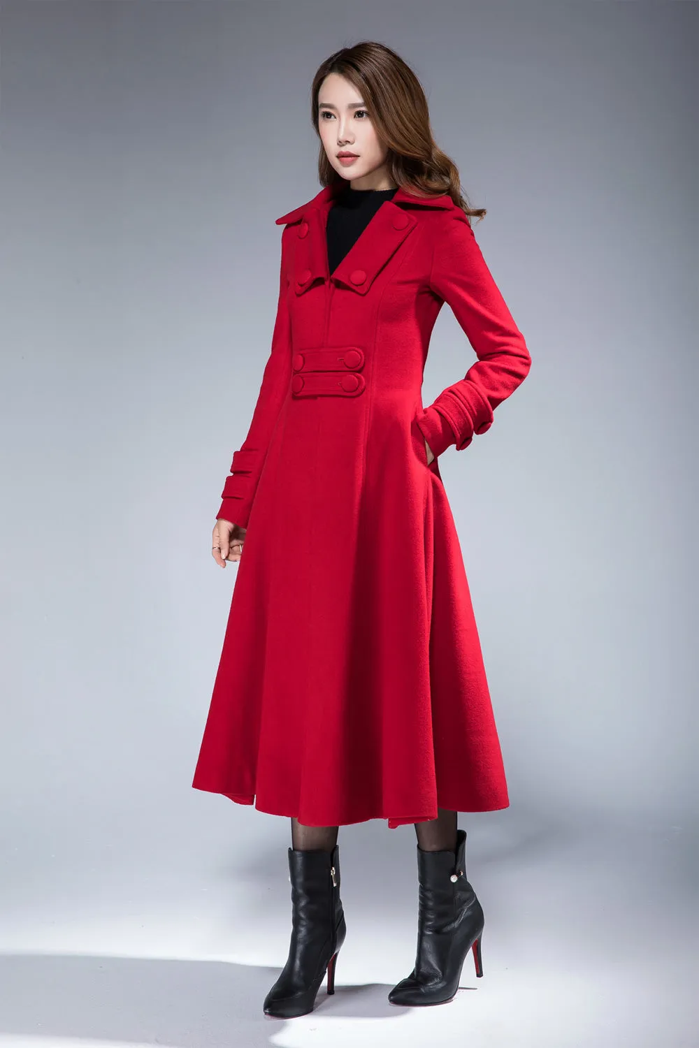 Winter wool coat, long wool coat 1858#