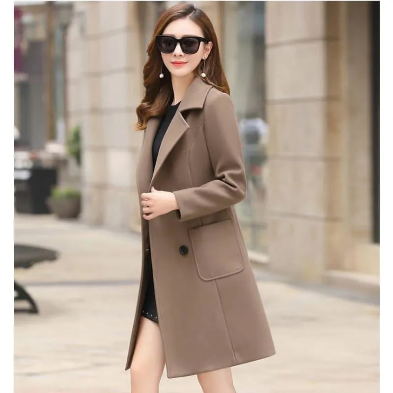 Winter Wool Coats Warm  Slim Fit Fashion Casual Office Blends Coat