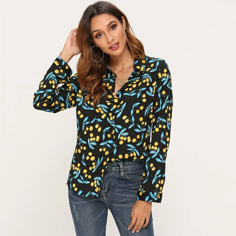 Women Blouses Casual Long Sleeve Vintage