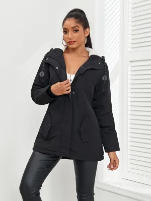 Women's Casual Warm Fleece-Lined Hooded Winter Jacket | Ideal for Autumn/Winter