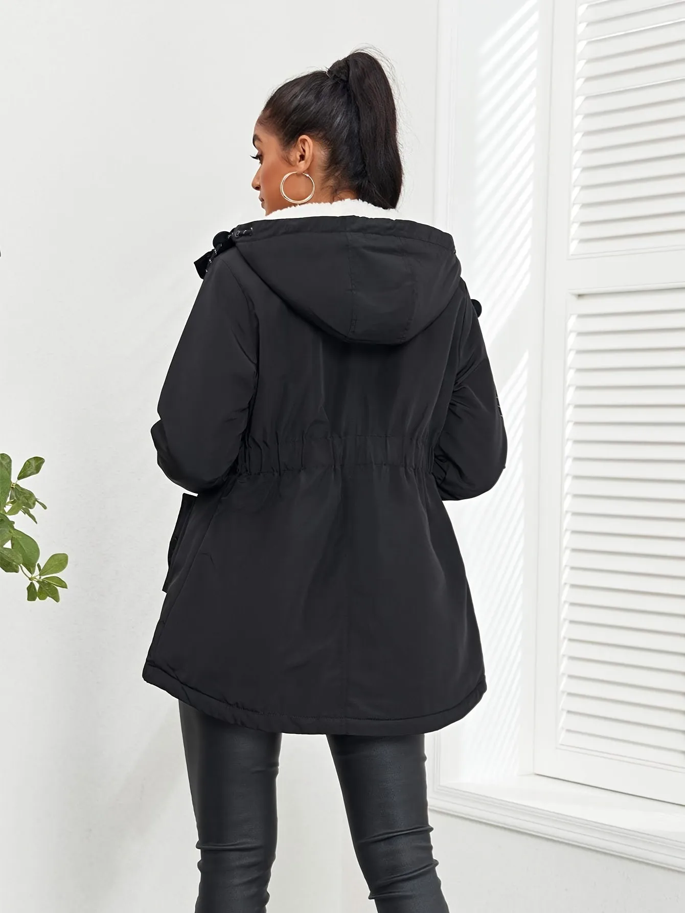 Women's Casual Warm Fleece-Lined Hooded Winter Jacket | Ideal for Autumn/Winter