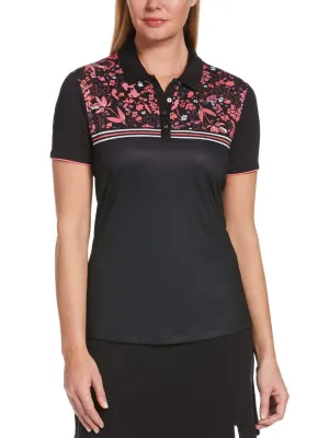 Womens Floral Print Chest Polo